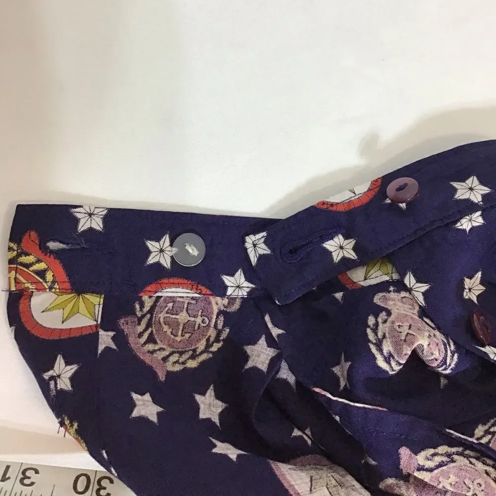 Vintage Pendleton Skirt Blue Nautical Print Button Down Knee Skirt Size 12
